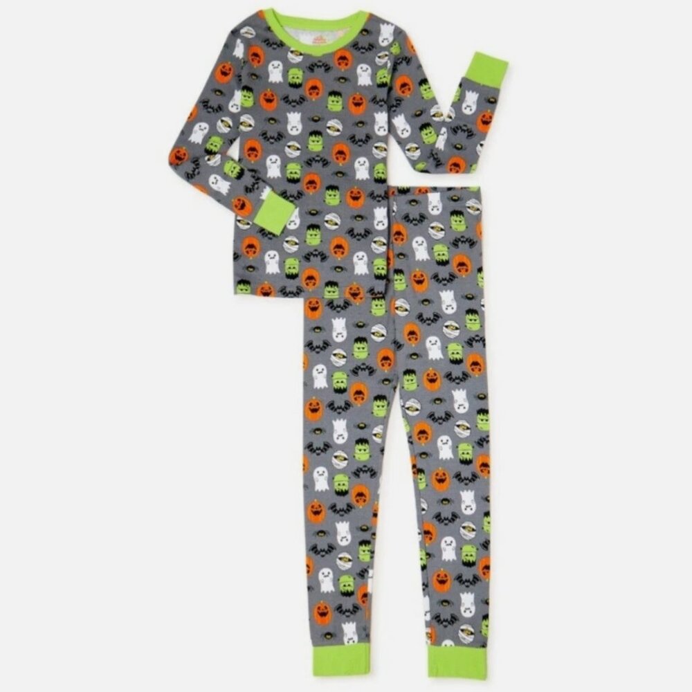 Way to Celebrate Boys Halloween Spooky Faces Pajamas, 2 Piece Set